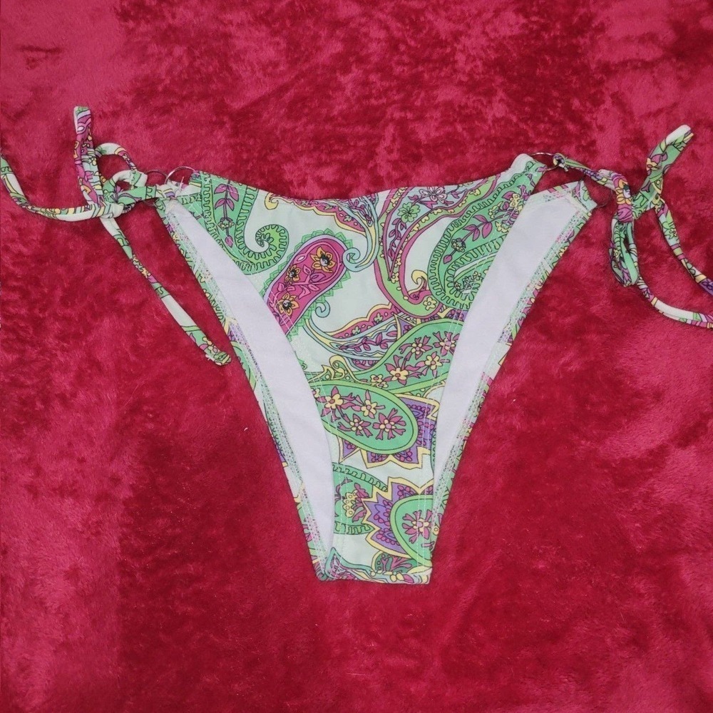 NWOT Paisley print tie bikini bottoms large Cheeky
